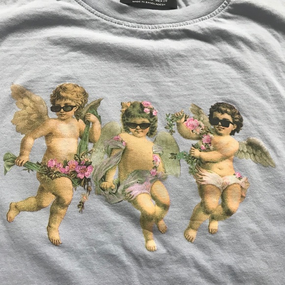 Bershka Blue Angel Crop Top - Picture 1 of 5